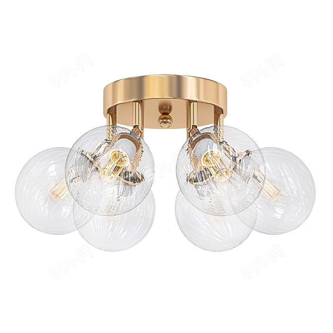 Nordic Copper Ripple Ceiling Lamp 3D model image 1