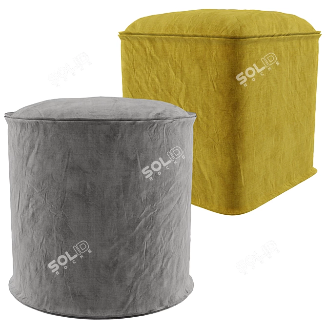 Linea Zerina Pouffe: Compact and Stylish Ottoman 3D model image 1