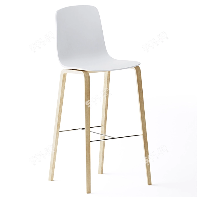 Elevated Elegance: Aavo Wooden Stool 3D model image 1