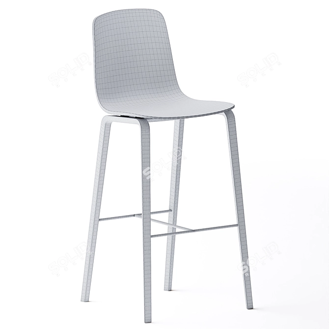 Elevated Elegance: Aavo Wooden Stool 3D model image 3