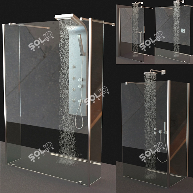 Ravak Walk-In Shower Set with Mixers 3D model image 1