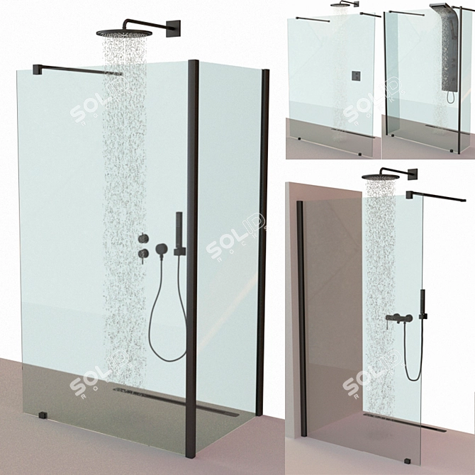 Ravak Walk-In Shower Set with Mixers 3D model image 2