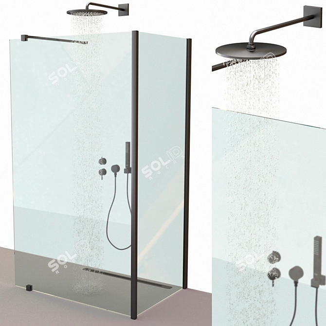 Ravak Walk-In Shower Set with Mixers 3D model image 4