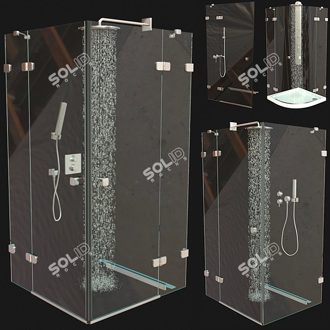 Luxurious Shower Set: Ravak Brilliant Cabins with Mixers 3D model image 1