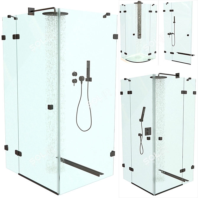 Luxurious Shower Set: Ravak Brilliant Cabins with Mixers 3D model image 2