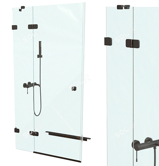 Luxurious Shower Set: Ravak Brilliant Cabins with Mixers 3D model image 3