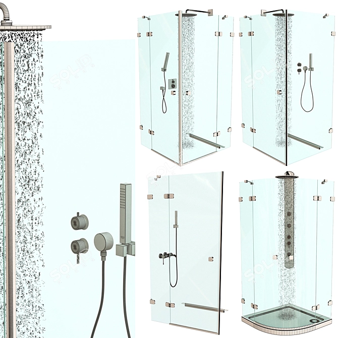 Luxurious Shower Set: Ravak Brilliant Cabins with Mixers 3D model image 5