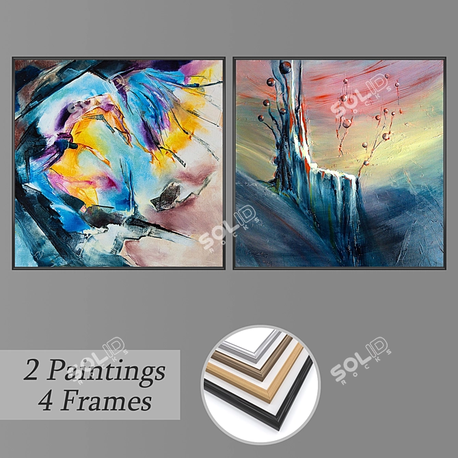 Art Gallery Collection: Set of 2 Wall Paintings 3D model image 1