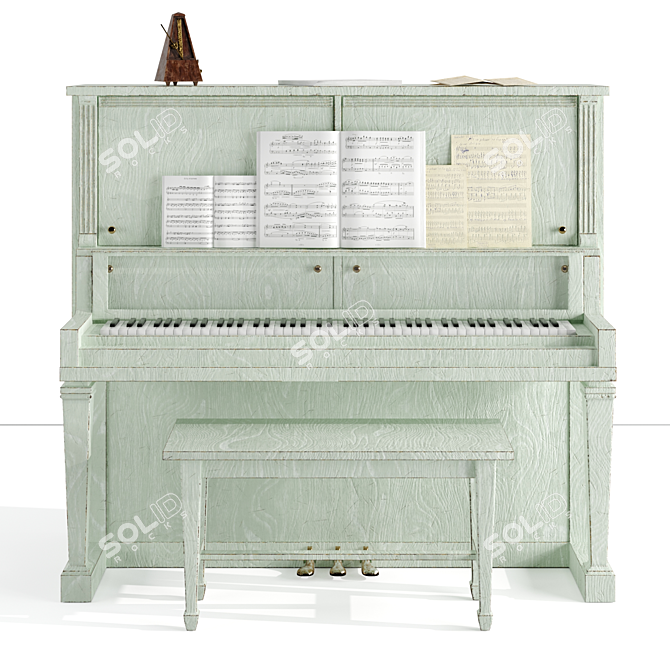 Vintage Piano Decor Set 3D model image 8