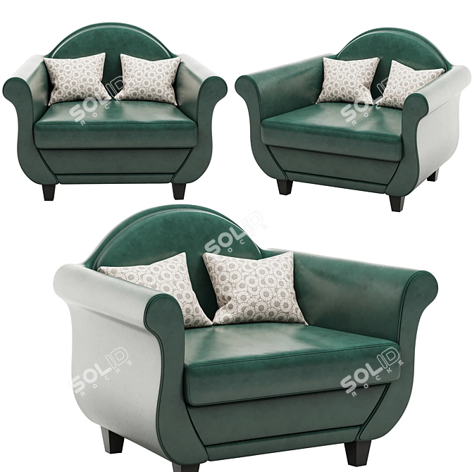 Luxurious Leather Brooks Brothers Armchair 3D model image 1