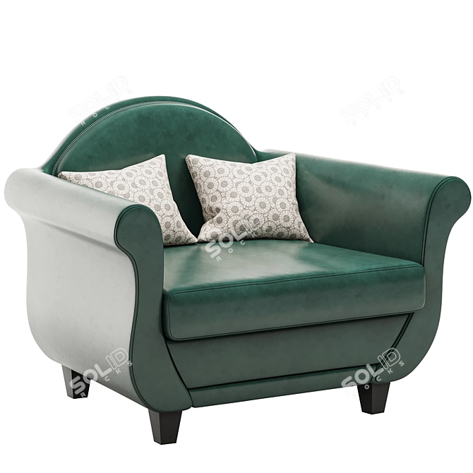 Luxurious Leather Brooks Brothers Armchair 3D model image 4