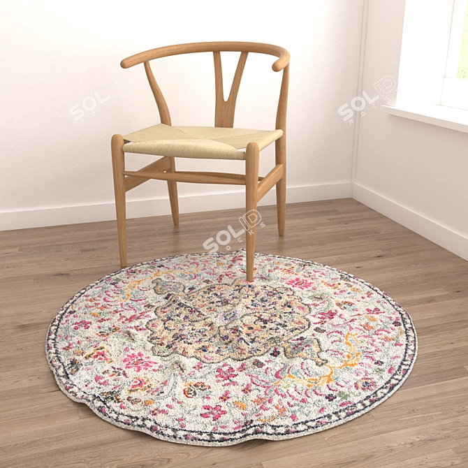 Round Carpets Set 193: Versatile Designs for Stunning Interiors 3D model image 4