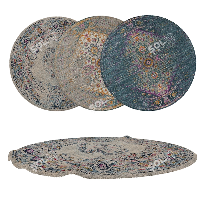 Round Carpets Set: Versatile Textured Collection 3D model image 1