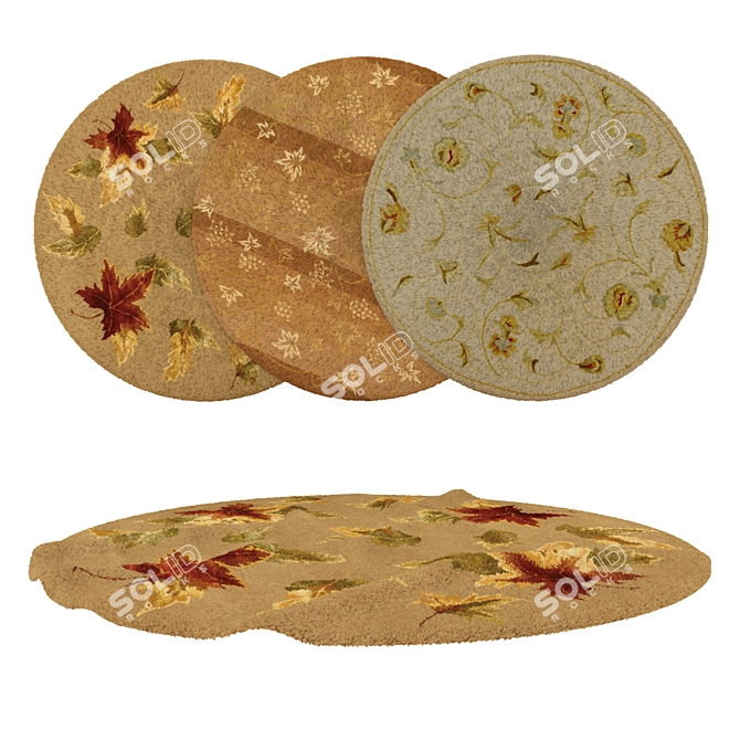 Round Carpets Set 196 - Versatile and Textured 3D model image 1