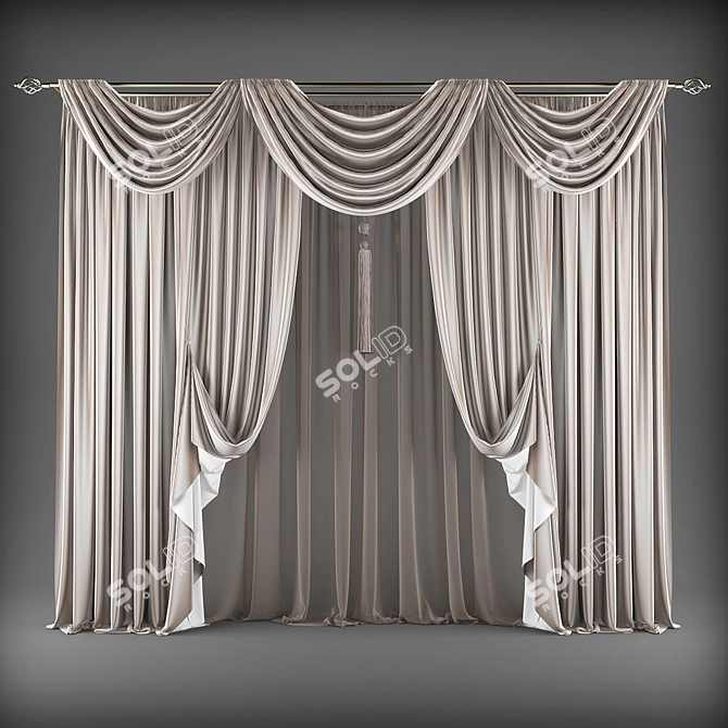 Modern Polyester Curtains 3D model image 1