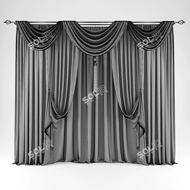 Modern Polyester Curtains 3D model image 2