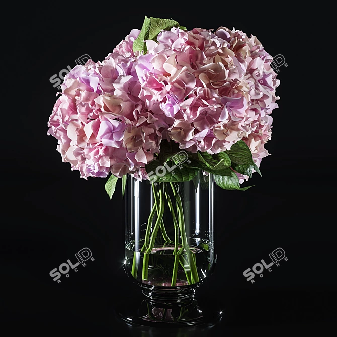 Hydrangea Blossom Set: Elegant Floral Decor 3D model image 4