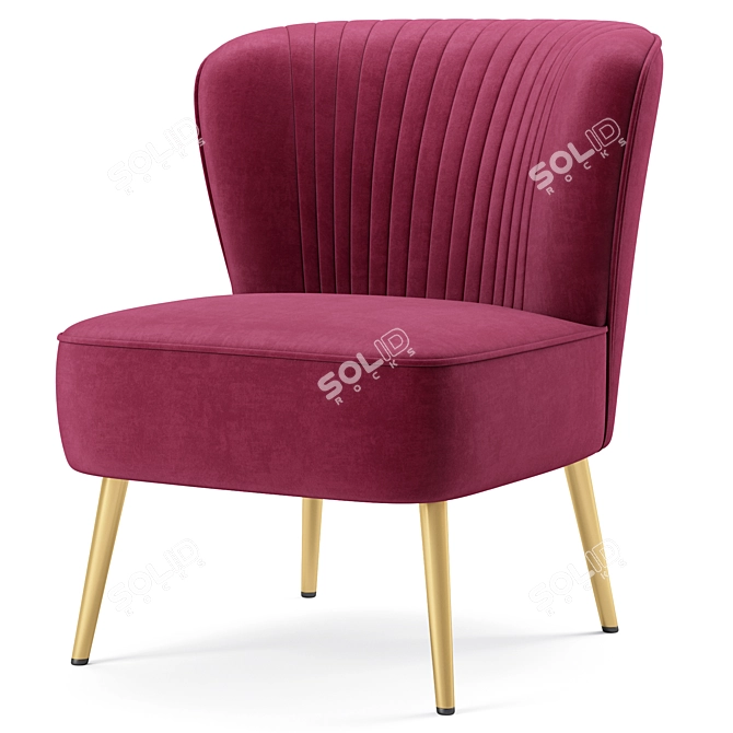 Luxury Velvet Accent Chair 3D model image 3