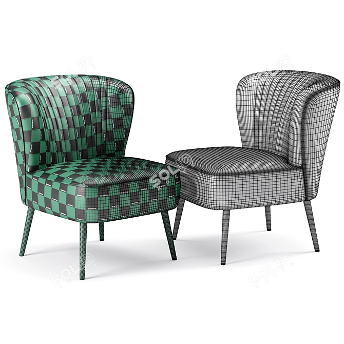 Luxury Velvet Accent Chair 3D model image 5