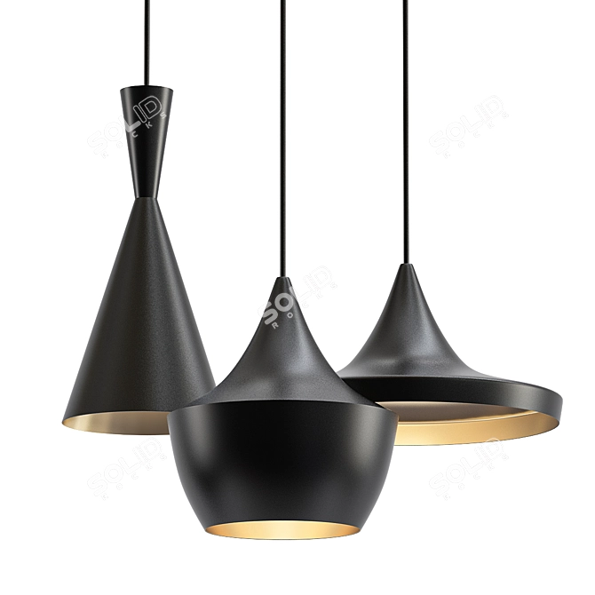 Sleek Beat Pendant Light 3D model image 1