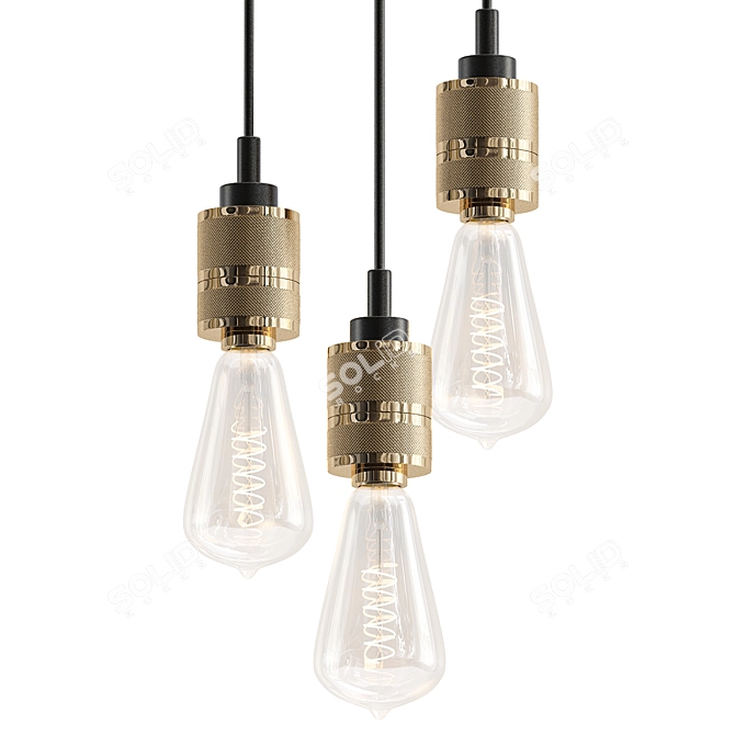 Industrial Brass Edison Pendant Light 3D model image 1