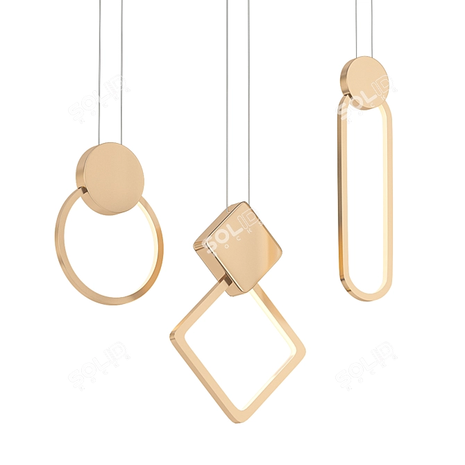 Modern Geometric LED Pendant Lights 3D model image 1