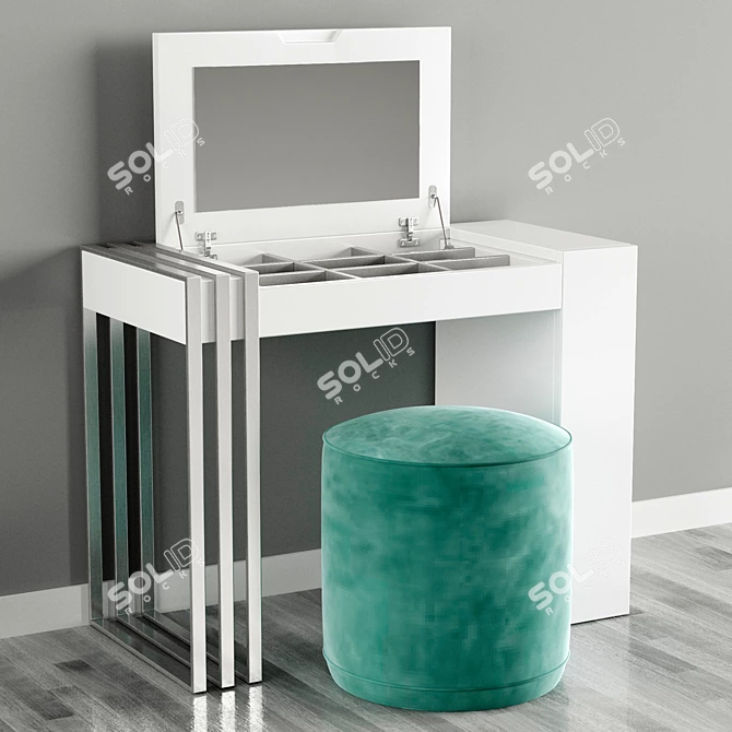 Elegant Franco Dressing Table & Ottoman Set 3D model image 1