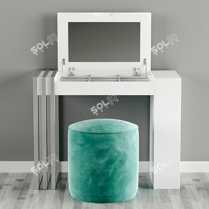 Elegant Franco Dressing Table & Ottoman Set 3D model image 2