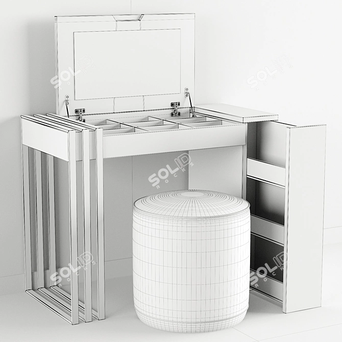 Elegant Franco Dressing Table & Ottoman Set 3D model image 5