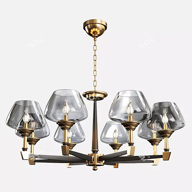 Brass Deluxe Chandelier: Exclusive Elegance 3D model image 1