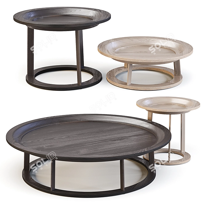 Obi Coffee & Side Table Set: Elegant Asian-inspired Design 3D model image 1