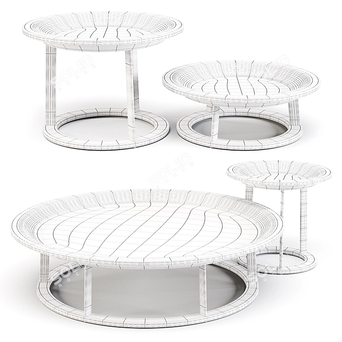 Obi Coffee & Side Table Set: Elegant Asian-inspired Design 3D model image 2