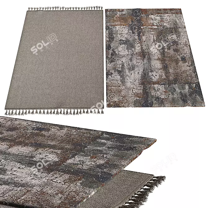 Luxury Velvet Grey Carpet 3D model image 1