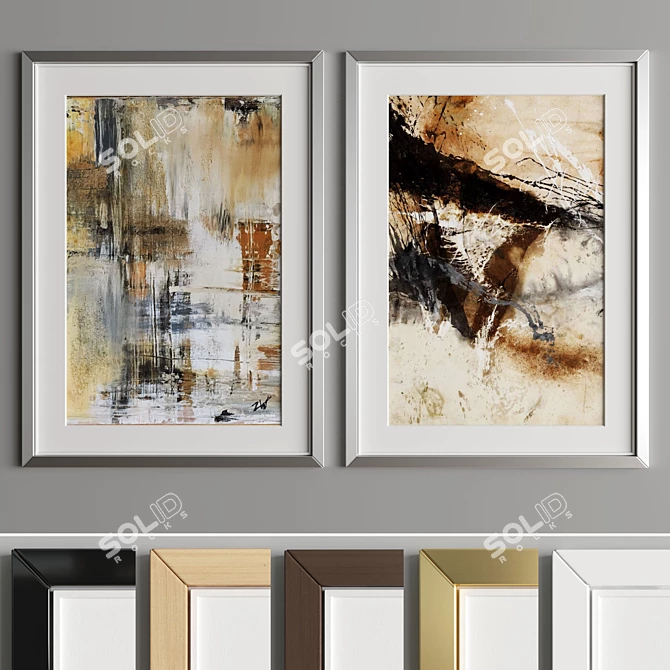 Modern Art Frame: Aesthetic Design with 4 Wooden & 2 Metal Materials 3D model image 3