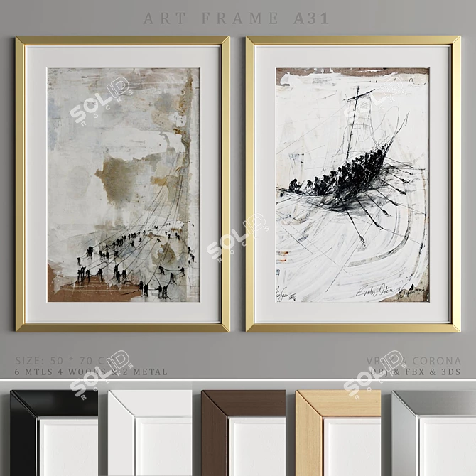 Modern Art Frame A31: 2-in-1, Premium Materials 3D model image 1