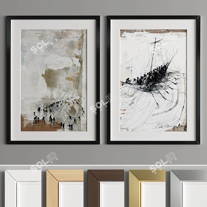 Modern Art Frame A31: 2-in-1, Premium Materials 3D model image 2