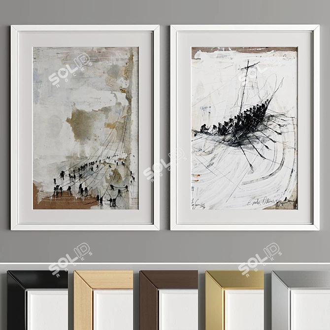 Modern Art Frame A31: 2-in-1, Premium Materials 3D model image 3