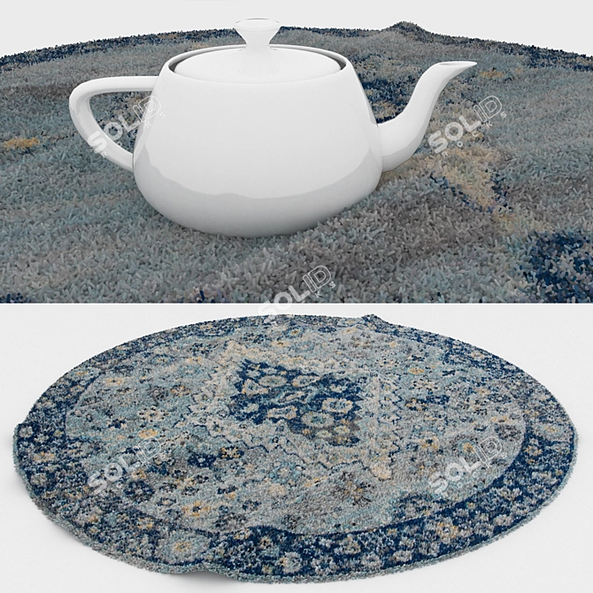 Round Carpets Set 197: Versatile Rug Collection with Various Textures 3D model image 3