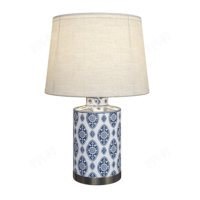 Blue and White Ceramic Pendant Light 3D model image 2