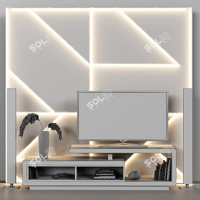 Modern TV Table: Stylish, Spacious 3D model image 3