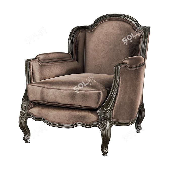 Elegant Gray Linen Hillary Chair 3D model image 1