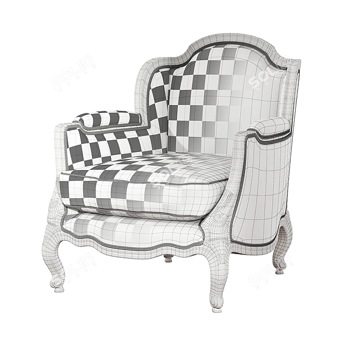 Elegant Gray Linen Hillary Chair 3D model image 3