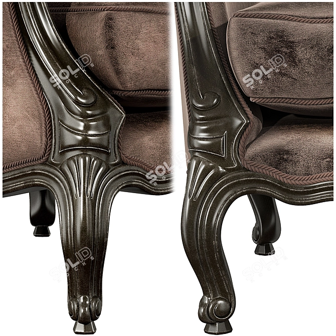 Elegant Gray Linen Hillary Chair 3D model image 5