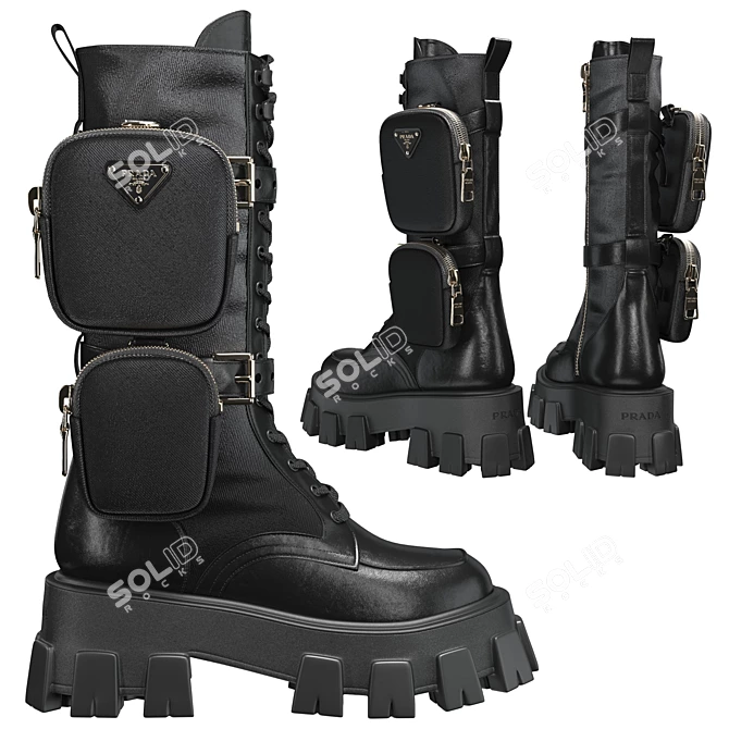 PRADA Monolith Combat Boots 3D model image 1