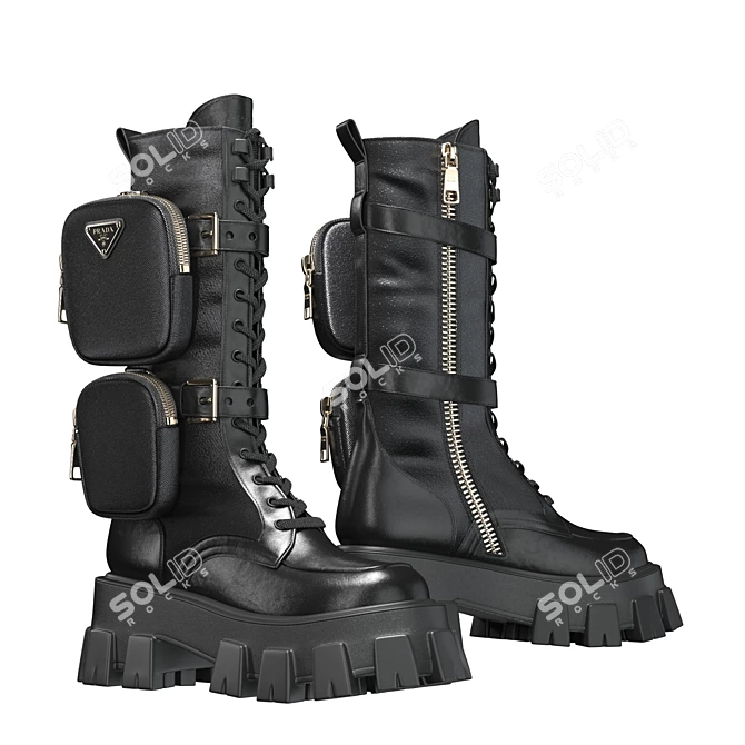 PRADA Monolith Combat Boots 3D model image 2