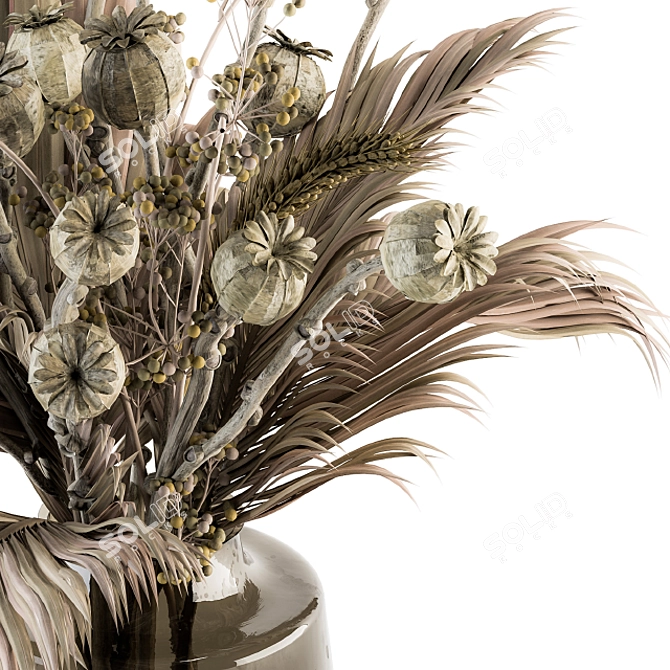 Natural Dry Papavet & Palm Branch 3D model image 3