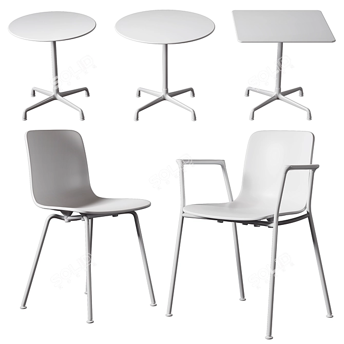 Vitra Eames HAL Tube: Stylish Contract Tables & Chairs 3D model image 2
