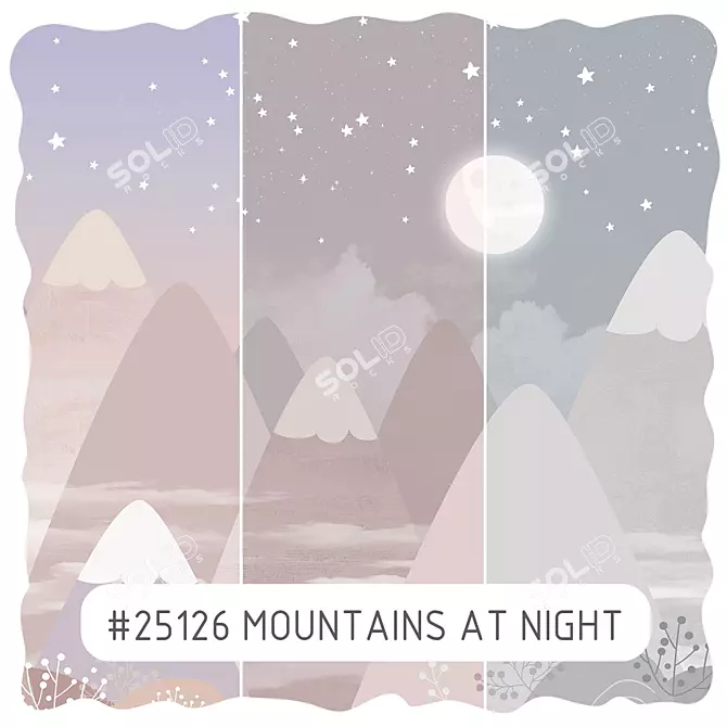 Title: Nighttime Mountains Wallpaper 3D model image 1