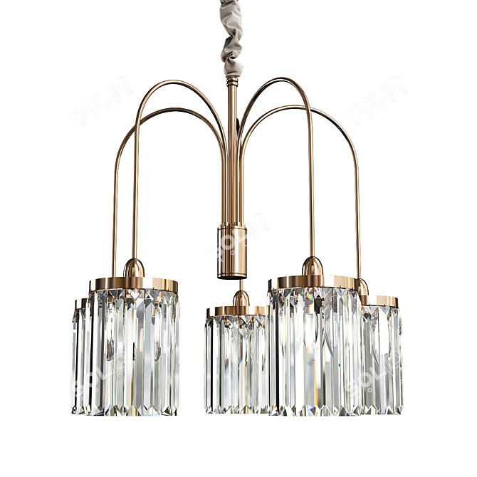 Elegant Newport Gold Chandelier 3D model image 1