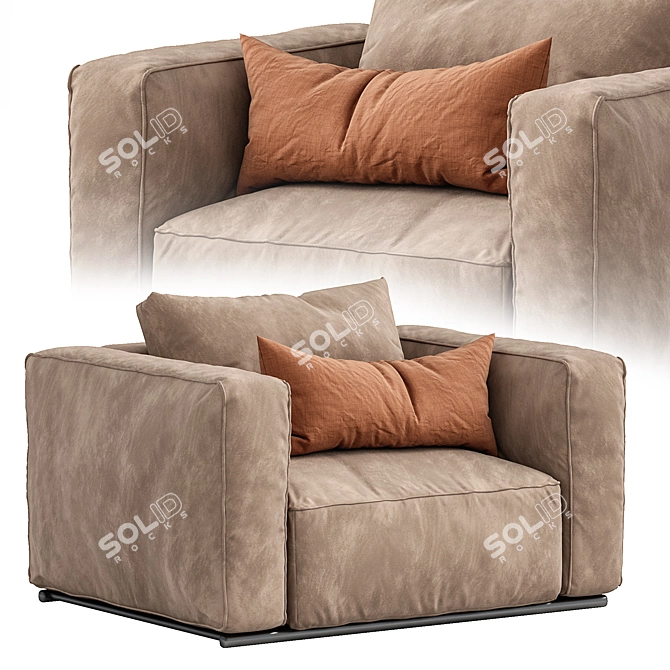 Sleek Shanghai Armchair 3D model image 1